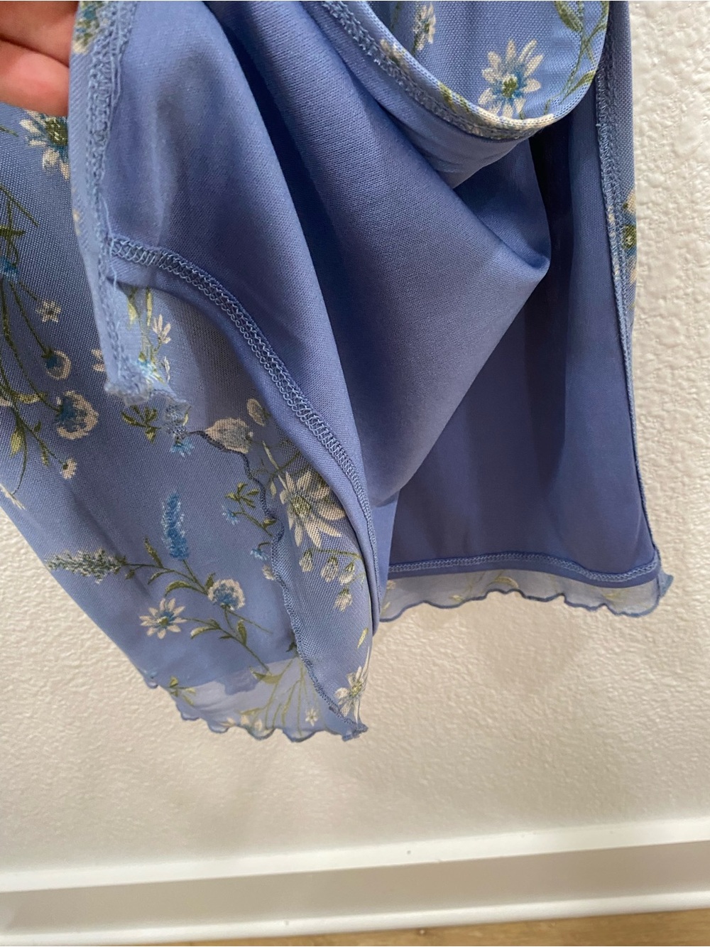 Thirty Thirty LA Blue Floral Mesh Midi Dress L Fairycore Y2K 90’s Inspired Slip - Picture 5 of 10
